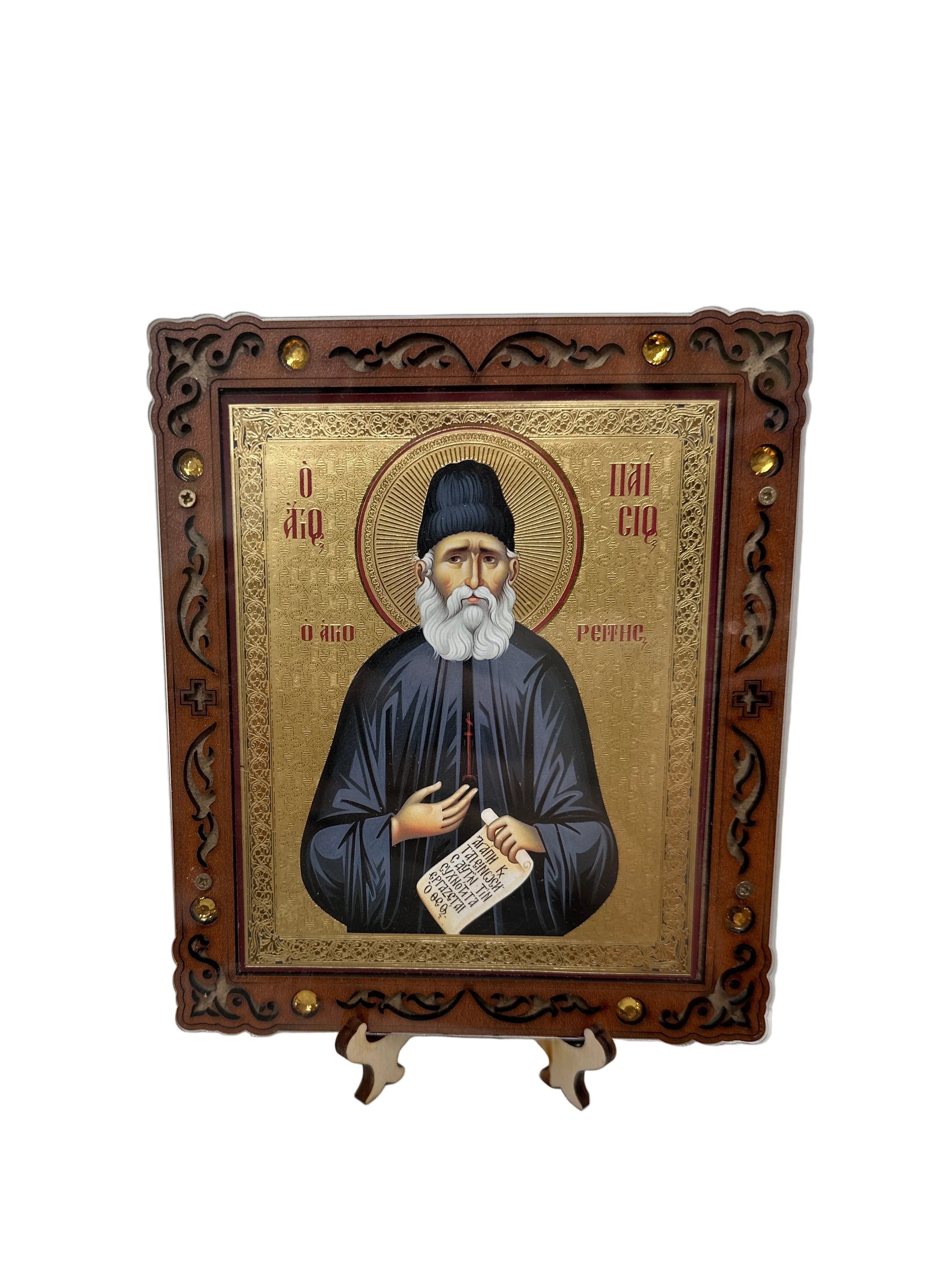 Saint Paisios – Pyrography Icon 16 x 14 cm