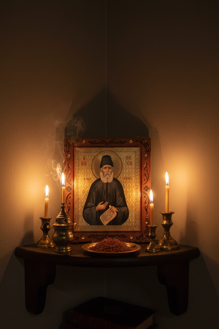 Saint Paisios – Pyrography Icon 16 x 14 cm