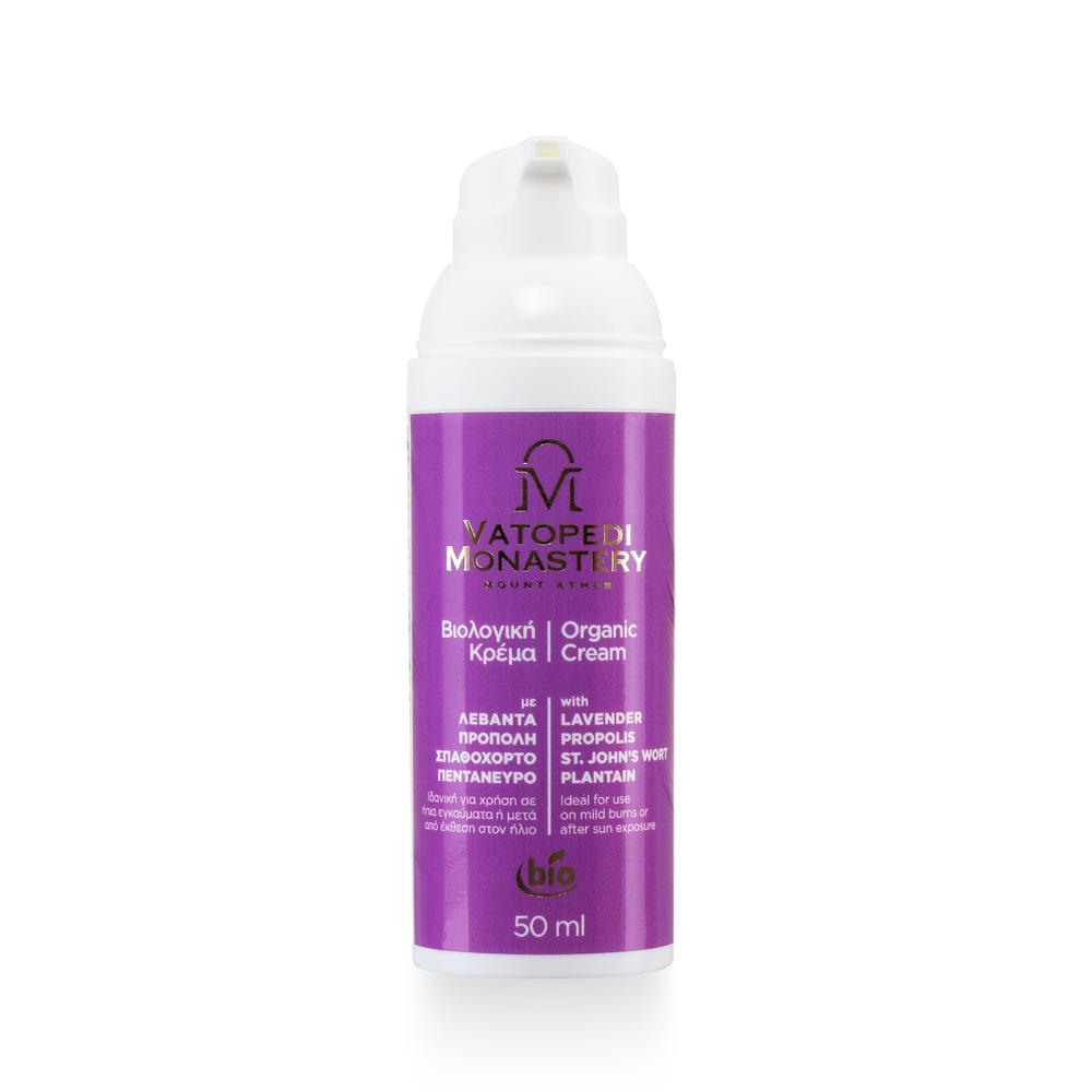 Organic Cream with Lavender, Propolis, St John's Wort and Plantain from Mount Athos - 50ml