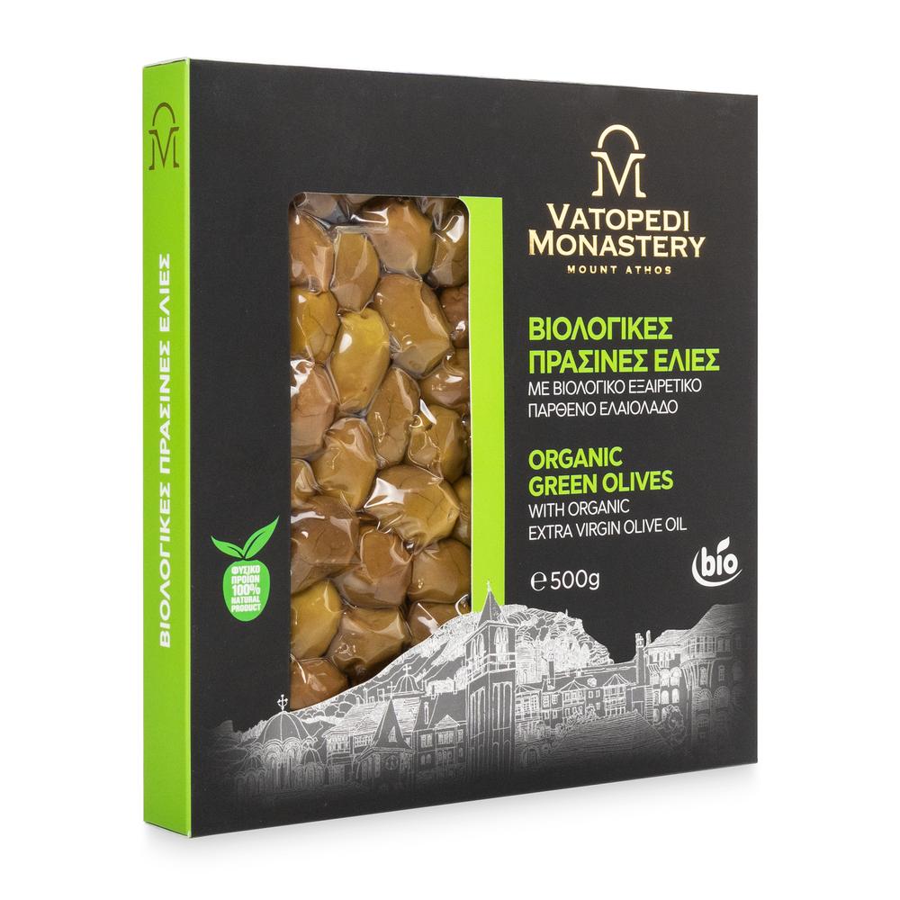 Organic Green Olives from the Ancient Groves of Vatopedi Monastery - 500g