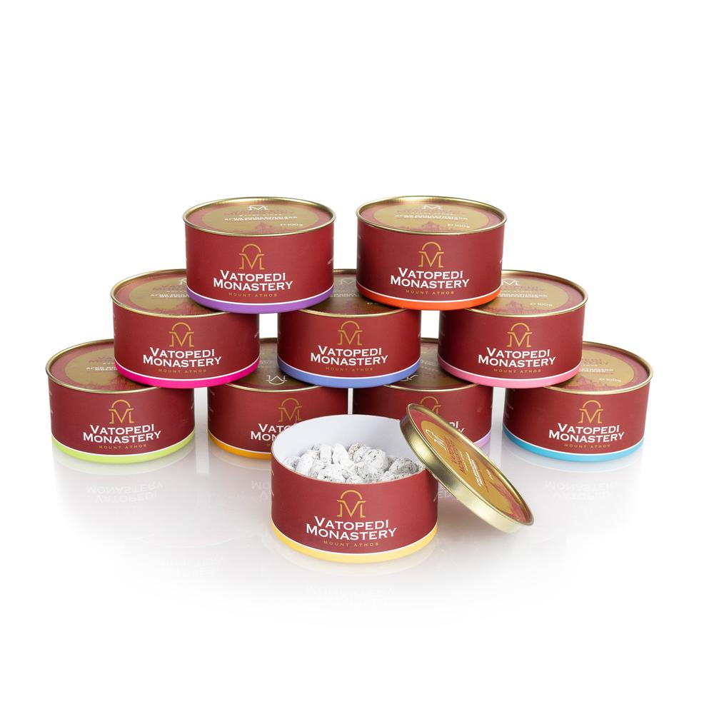 Pure Monastic Incense from Mount Athos with the Authentic Traditional Recipe (Variety of 10 Scents - Golden Collection) 10 x 100g