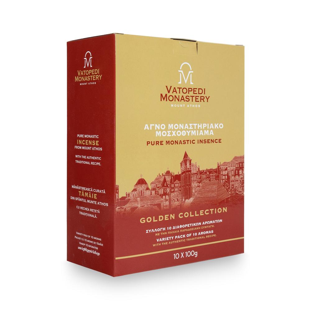 Pure Monastic Incense from Mount Athos with the Authentic Traditional Recipe (Variety of 10 Scents - Golden Collection) 10 x 100g