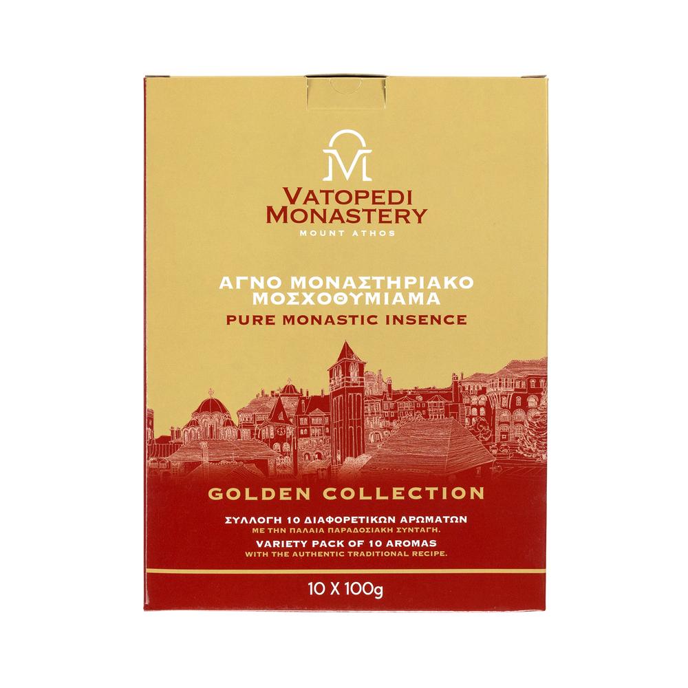 Pure Monastic Incense from Mount Athos with the Authentic Traditional Recipe (Variety of 10 Scents - Golden Collection) 10 x 100g