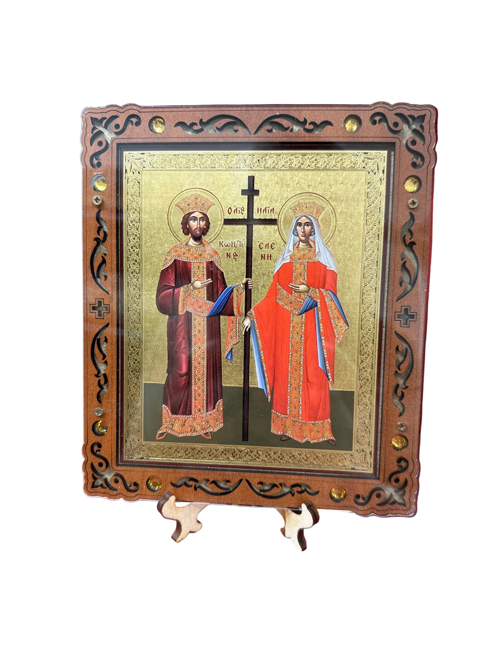 Saints Constantine and Helena – Pyrography Icon 16 x 14 cm