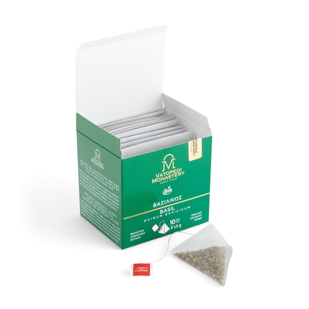 Organic Basil Tea with Aromatic Organic Herbs from Mount Athos (Ocimum Basilicum) 15g