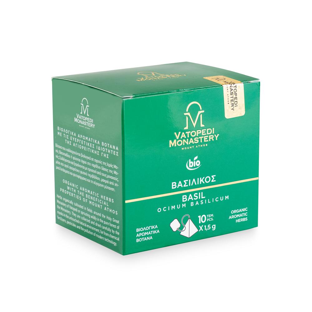 Organic Basil Tea with Aromatic Organic Herbs from Mount Athos (Ocimum Basilicum) 15g