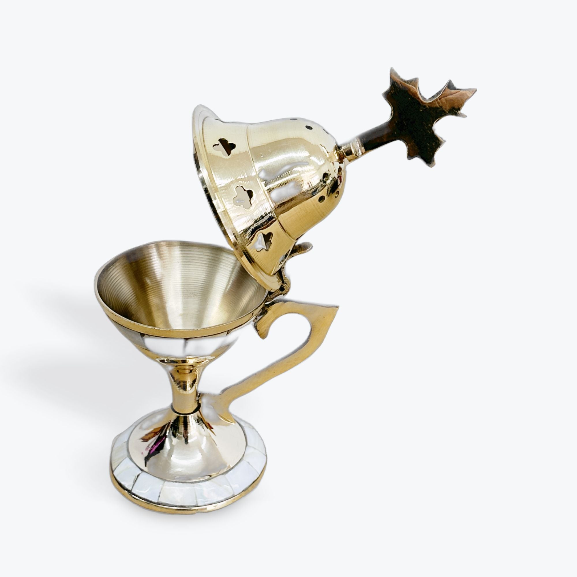 Bronze Censer Incense Burner with Mother of Pearl Inlay