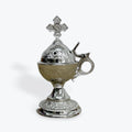 Nickel-Plated Hand Censer with Cross and Handle