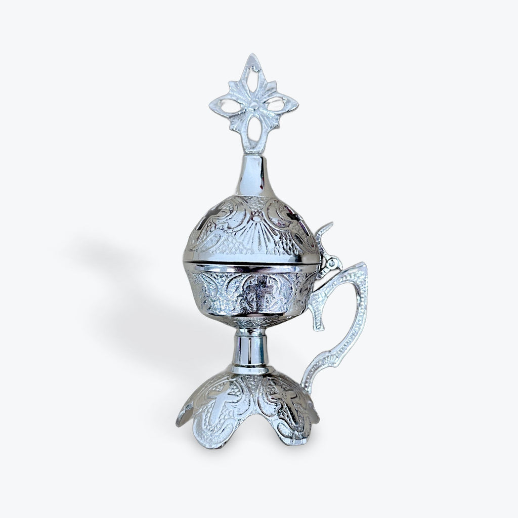 Brass Incense Burner – Nickel Plated with Handle
