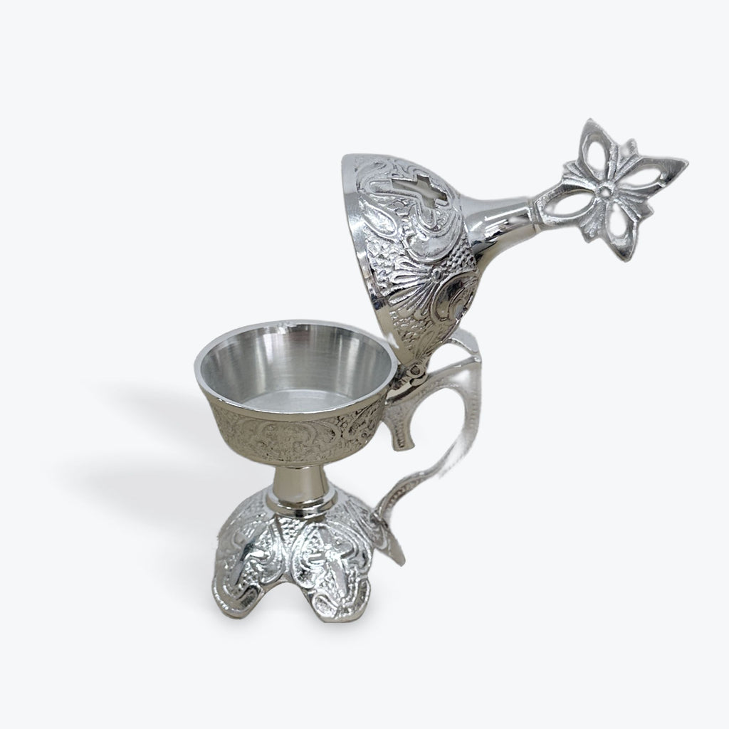 Brass Incense Burner – Nickel Plated with Handle