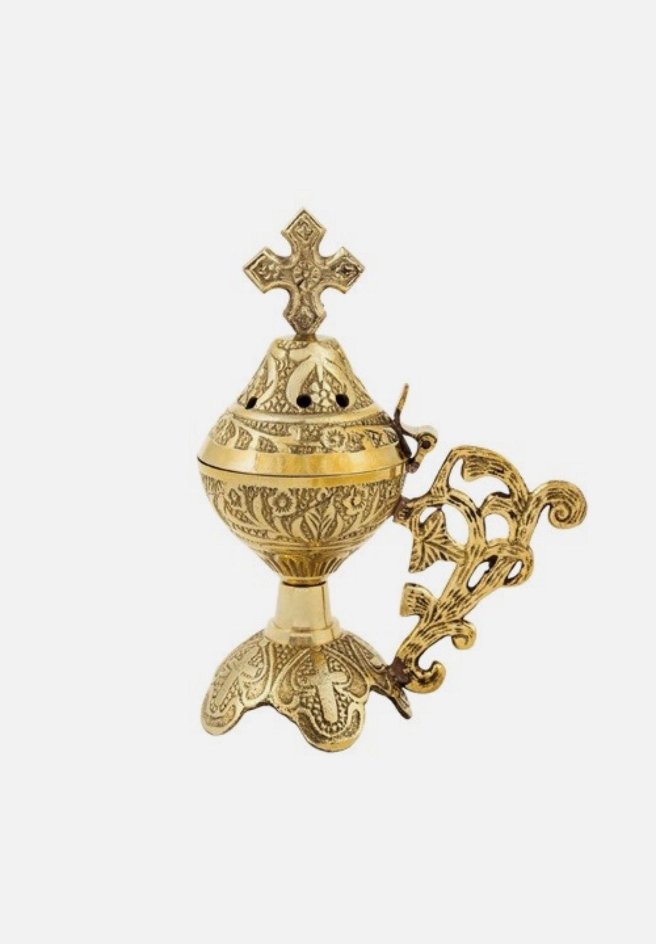 Brass Incense Burner – Gold-Coloured Finish with Handle