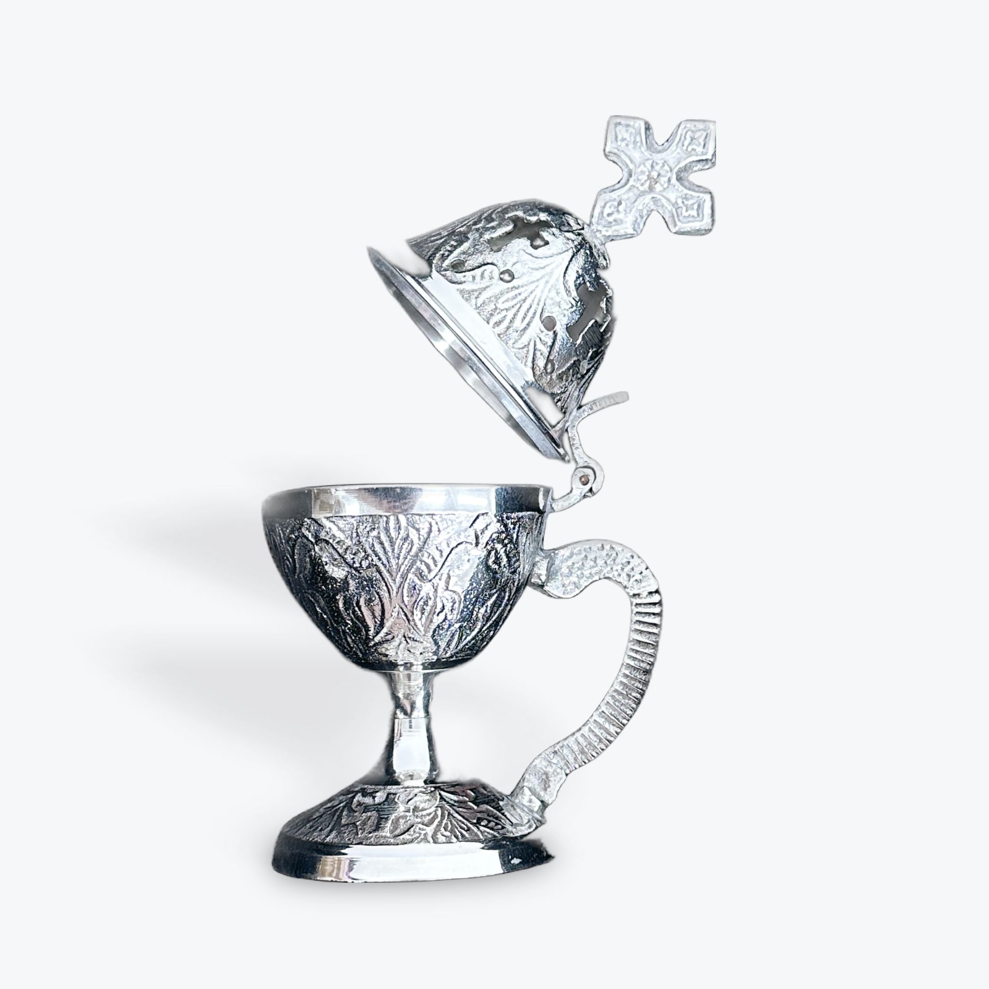 Brass Incense Burner – Silver Finish with Handle