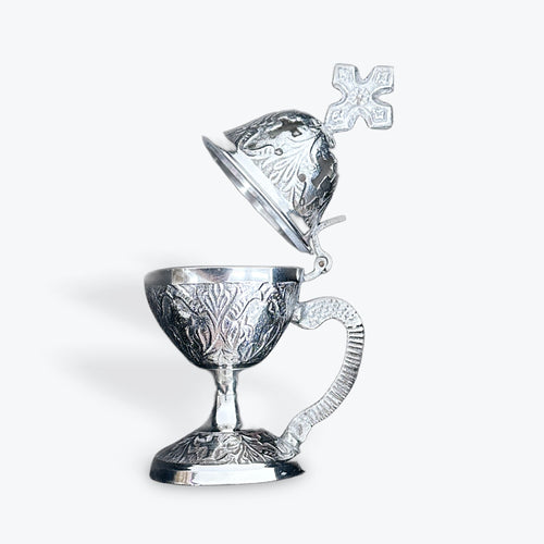 Brass Incense Burner – Silver Finish with Handle
