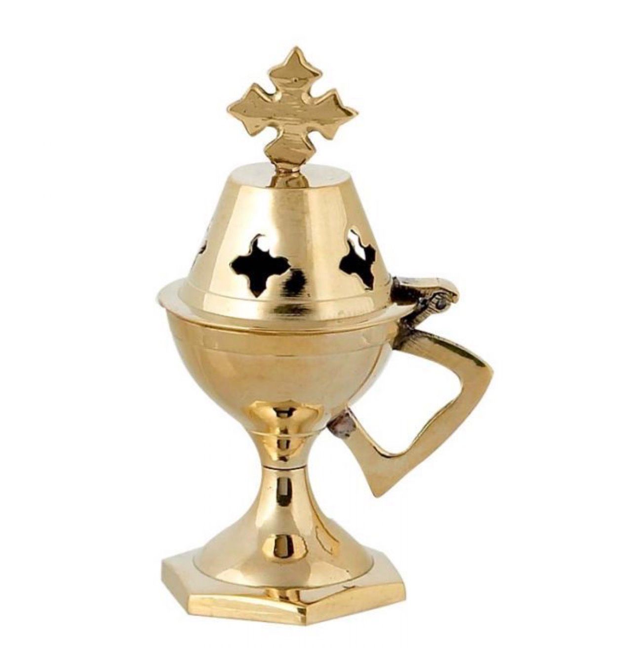 Golden Metal Censer with Cross