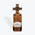 Carved Linden Wood Candle Wayside Cross Design 1