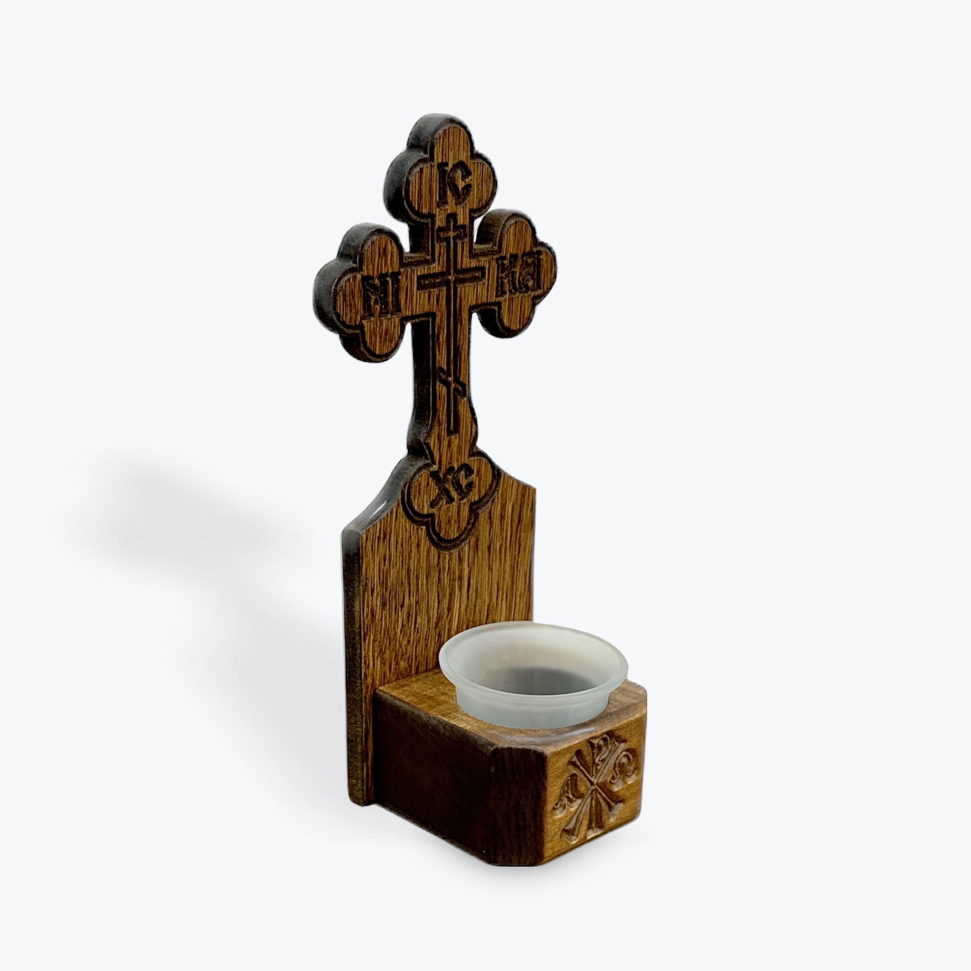 Wooden Prayer Candle  – Wayside Cross Design