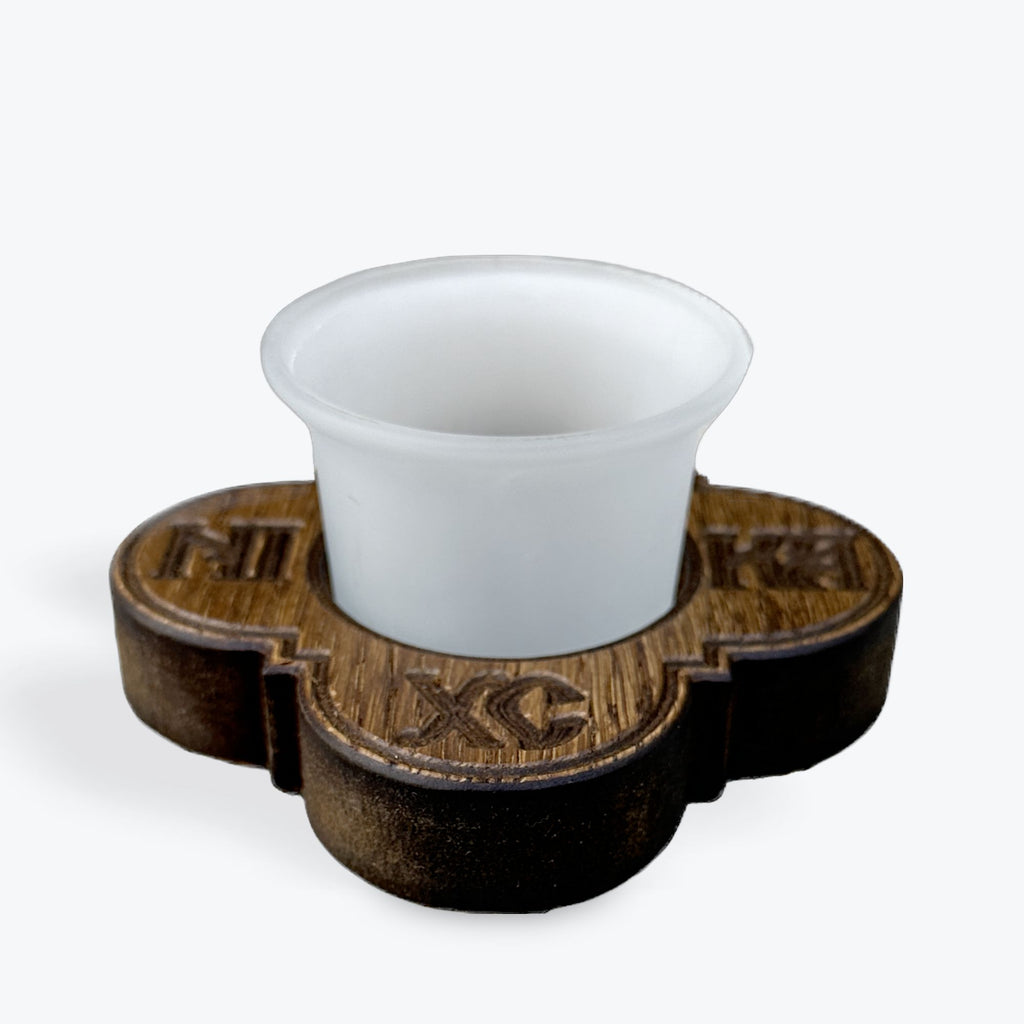 Wooden Cross Candle Holder with Glass Cup