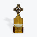 Carved Linden Wood Candle - Celtic Cross Design