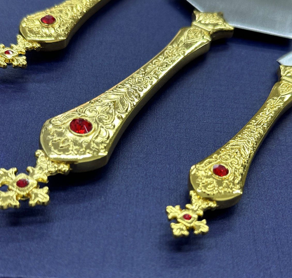 Orthodox Church Altar Spear Set – 3 Engraved Spears for Proskomedia