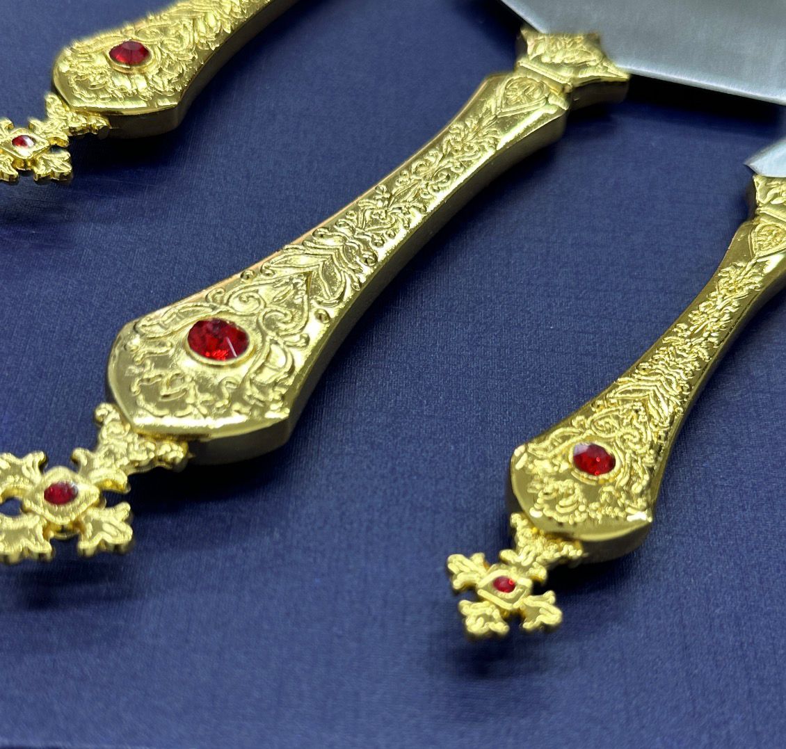 Orthodox Church Altar Spear Set – 3 Engraved Spears for Proskomedia