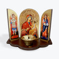 Triptych Icon with Vigil Lamp - Our Lady “Quick to Hear”