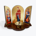 Triptych Icon with Vigil Lamp - Mother of God “Panagia Gerontissa"
