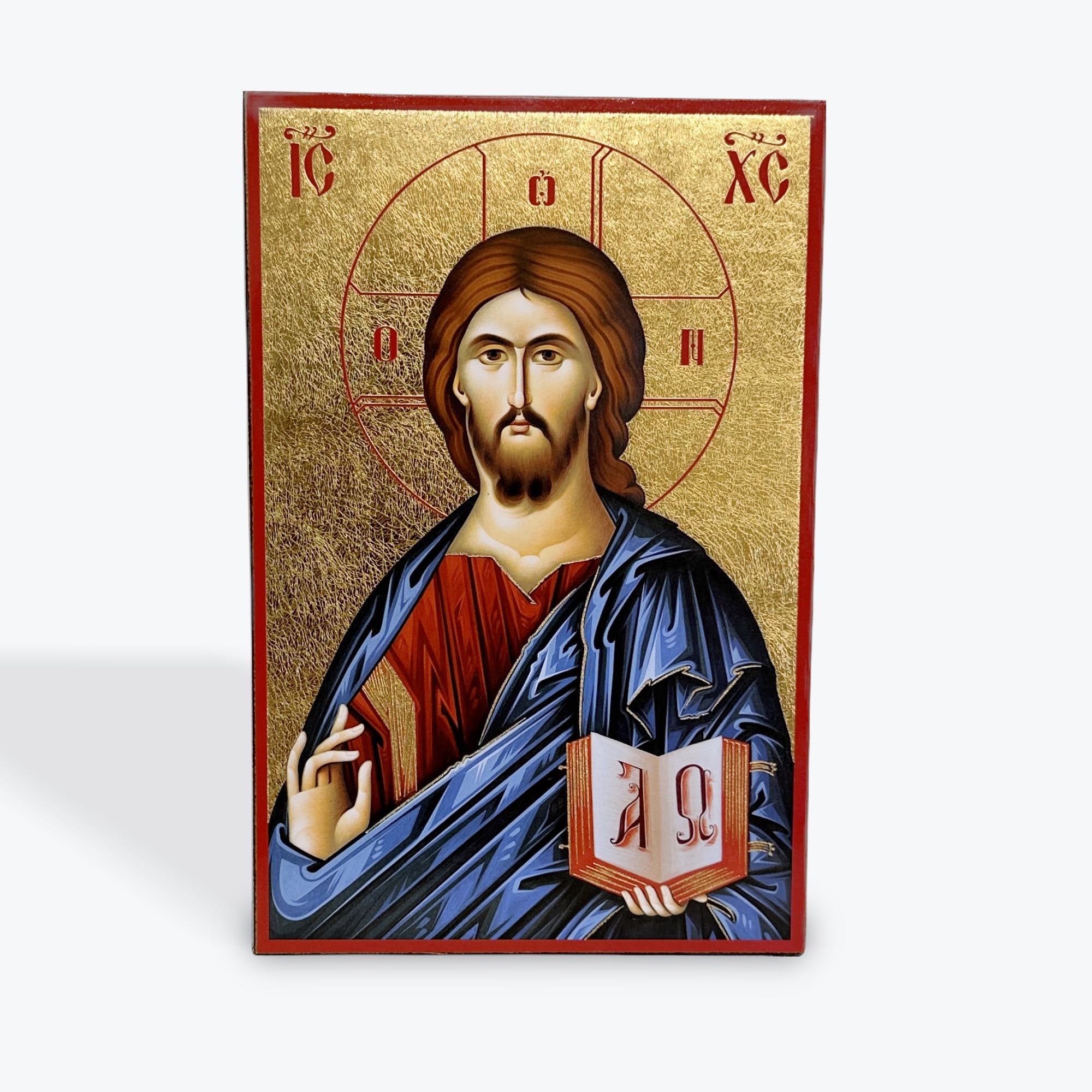 Jesus Christ Pantocrator – 22 × 14 cm (Gold Leaf Finish)