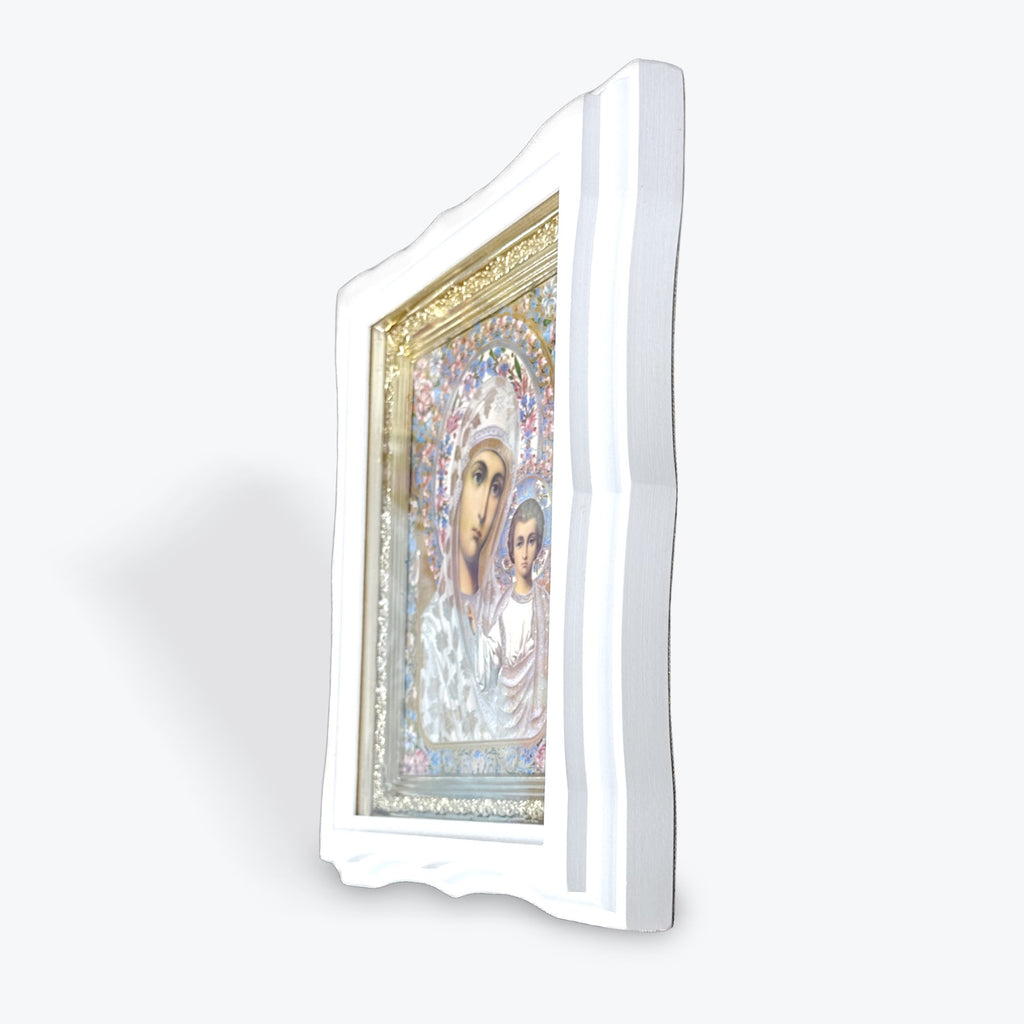 White Wooden Frame Icon of Jesus Christ – 25 × 22 cm