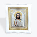 White Wooden Frame Icon of Jesus Christ – 25 × 22 cm