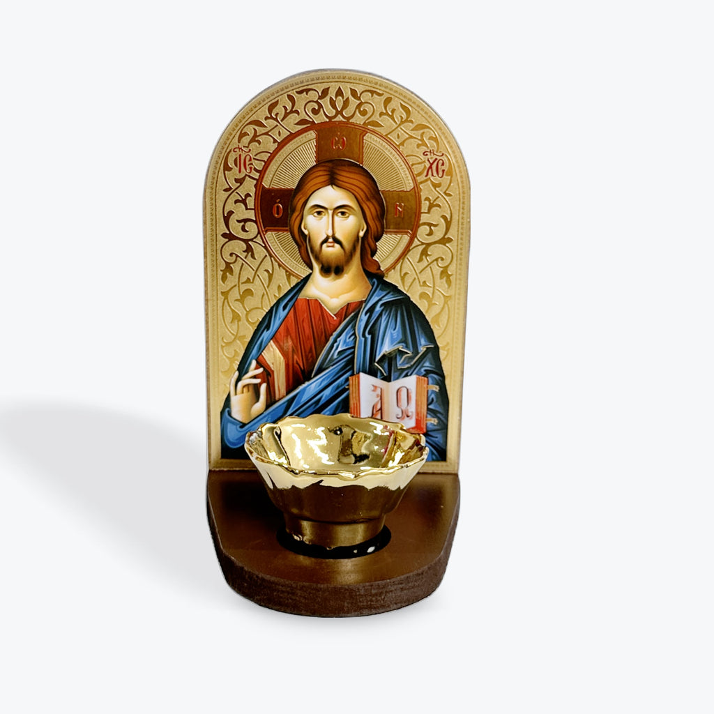 Jesus Christ Icon with Candle Holder