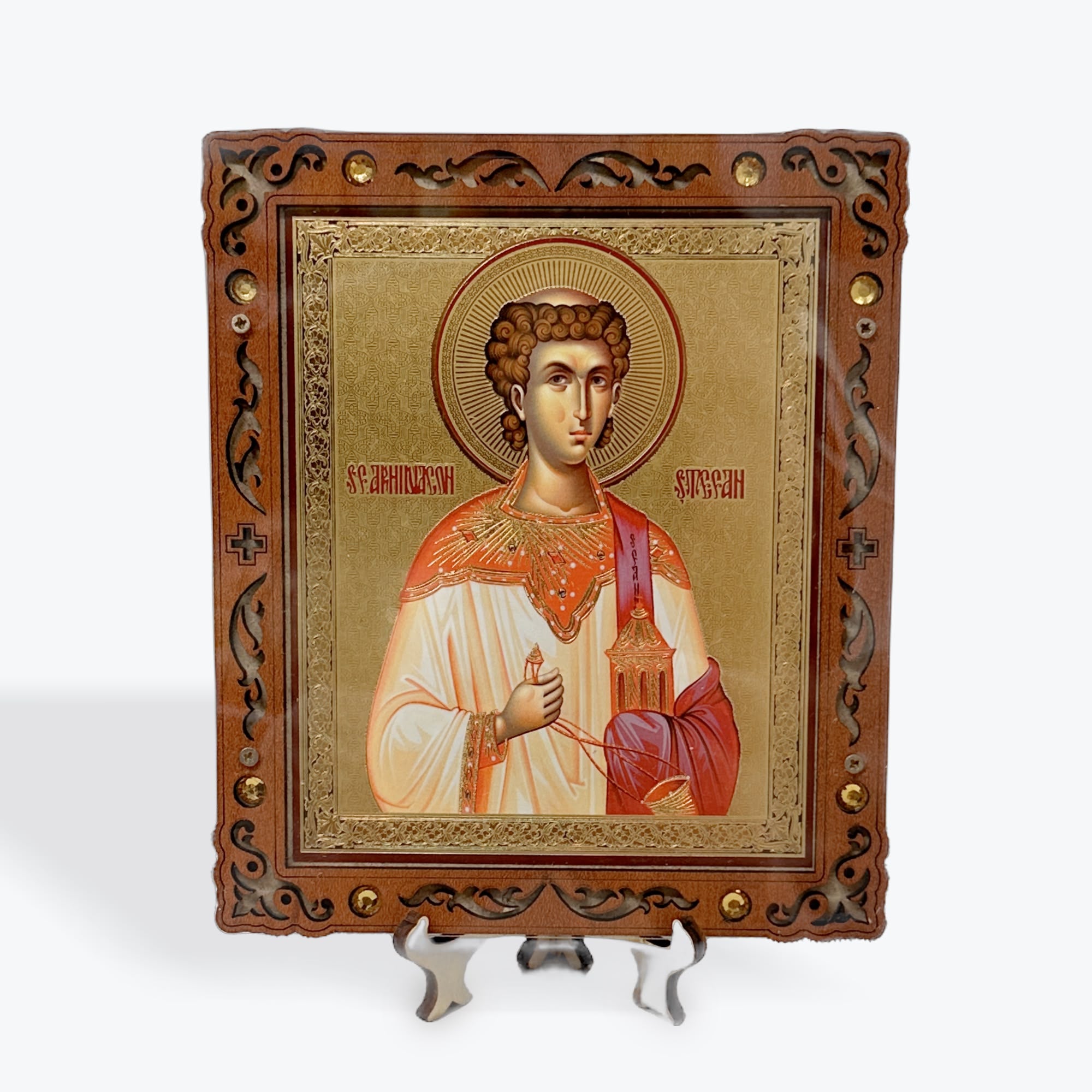 Saint Stephen the Archdeacon – Pyrography Icon 16 x 14 cm