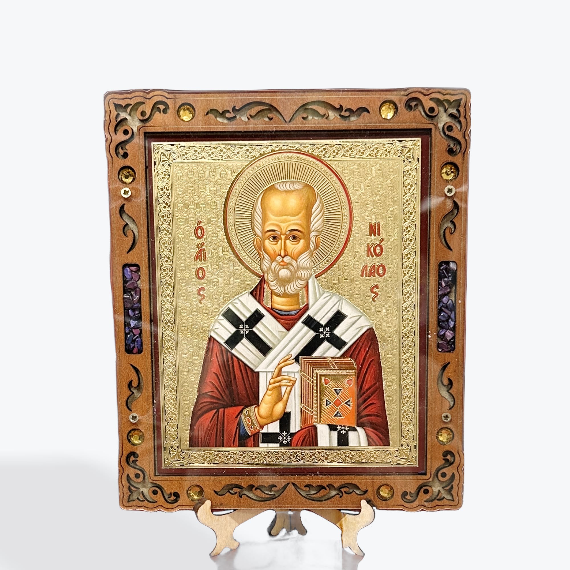 Saint Nicholas – Pyrography Icon 16 x 14 cm