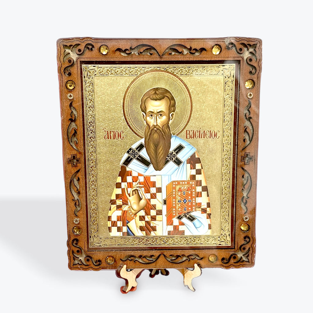 Saint Basil the Great – Pyrography Icon 16 x 14 cm