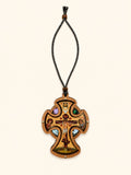 Wooden Cross Keychain with Hanging Cord – 8 × 6 cm