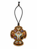 Blue Wooden Cross Keychain with Hanging Cord – 8 × 6 cm