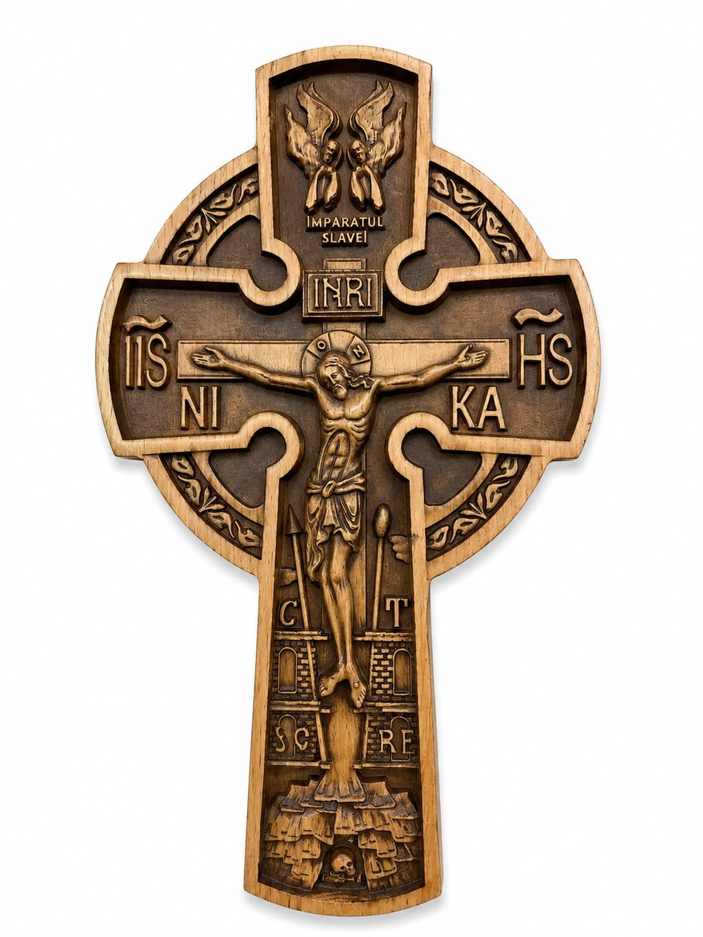 Carved Wooden Cross – 30 × 17 cm
