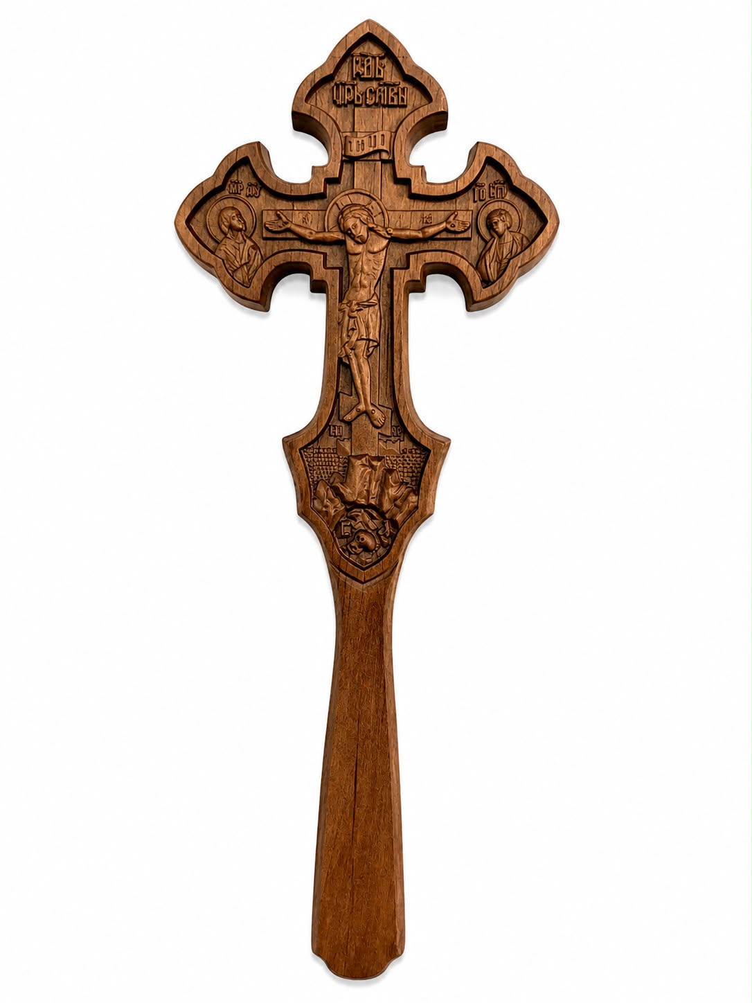 Handheld Wooden Carved Cross I