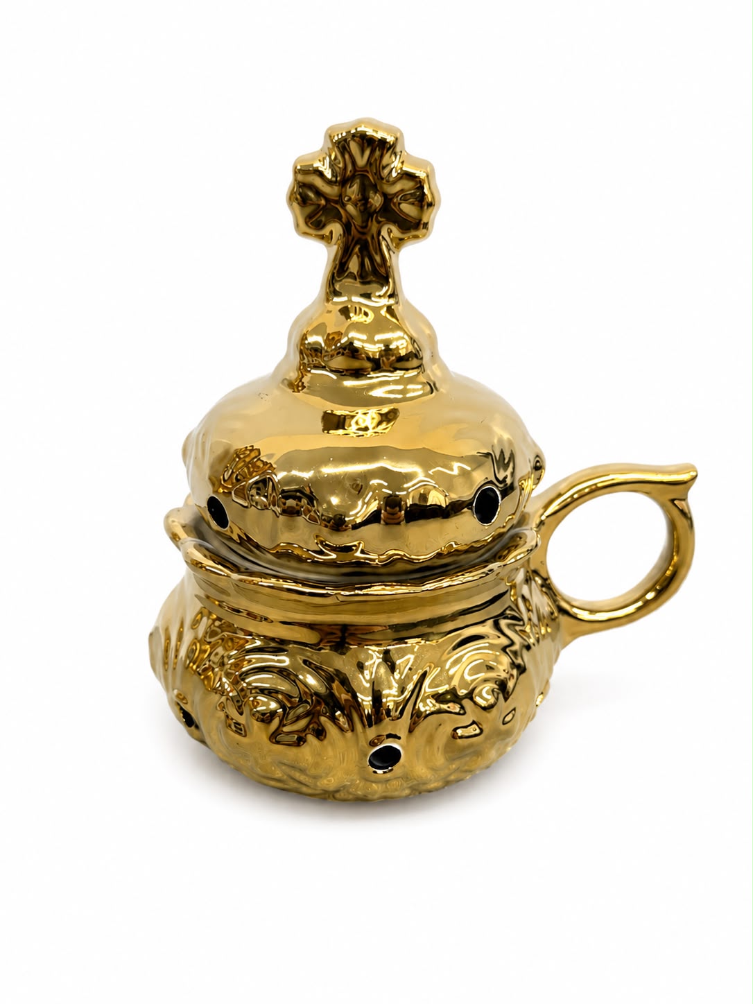 Gold-Colored Ceramic Incense Burner