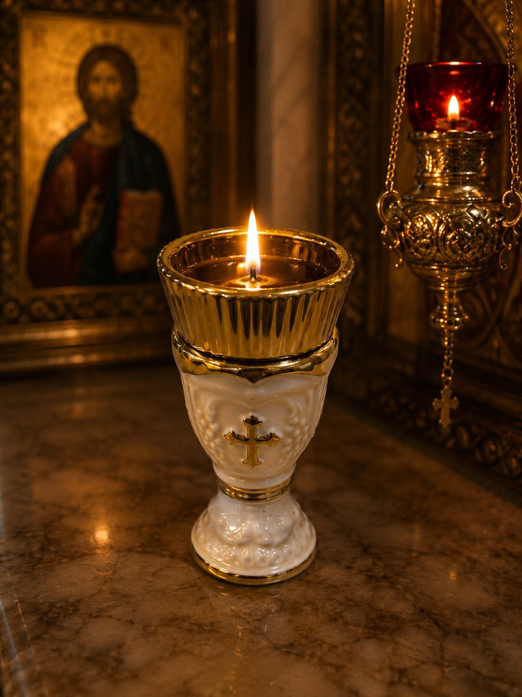 White Ceramic Vigil Candle Holder