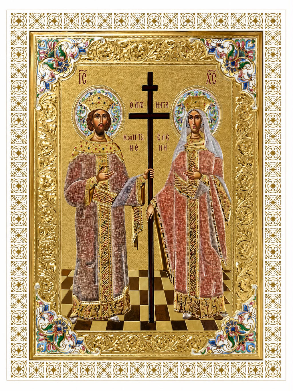 Saints Constantine and Helena – Embossed Icon 30 × 20 cm