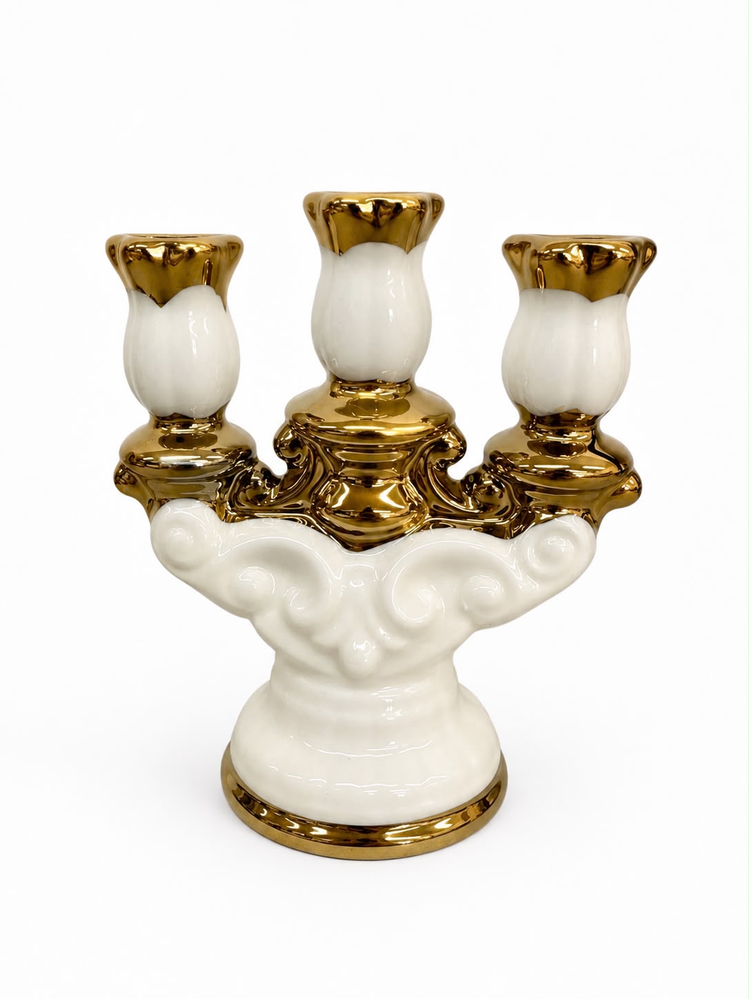White Ceramic Triple Candle Holder (3 Lights)