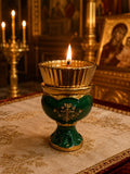 Green Ceramic Vigil Candle Holder