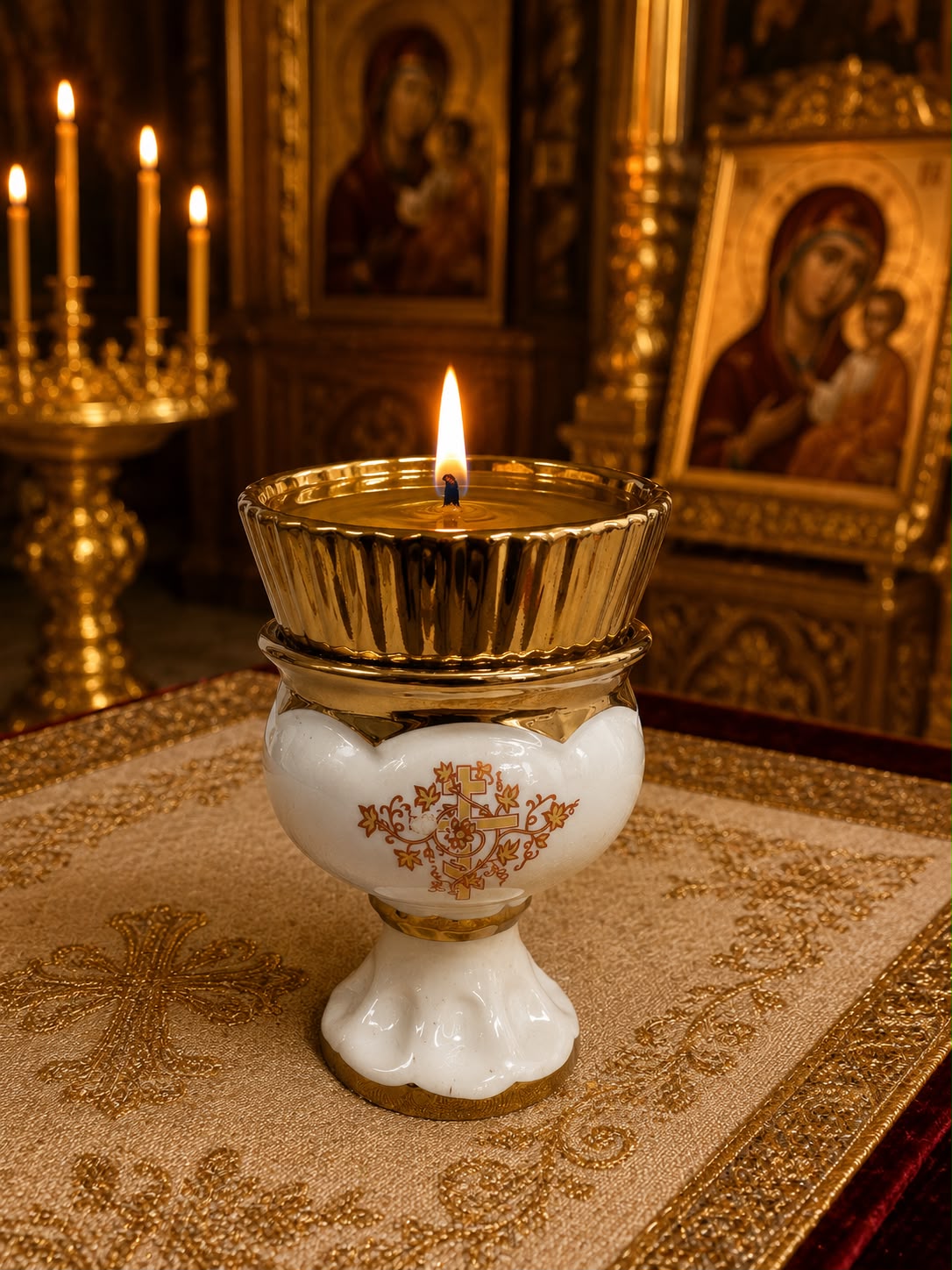 White Ceramic Vigil Candle Holder