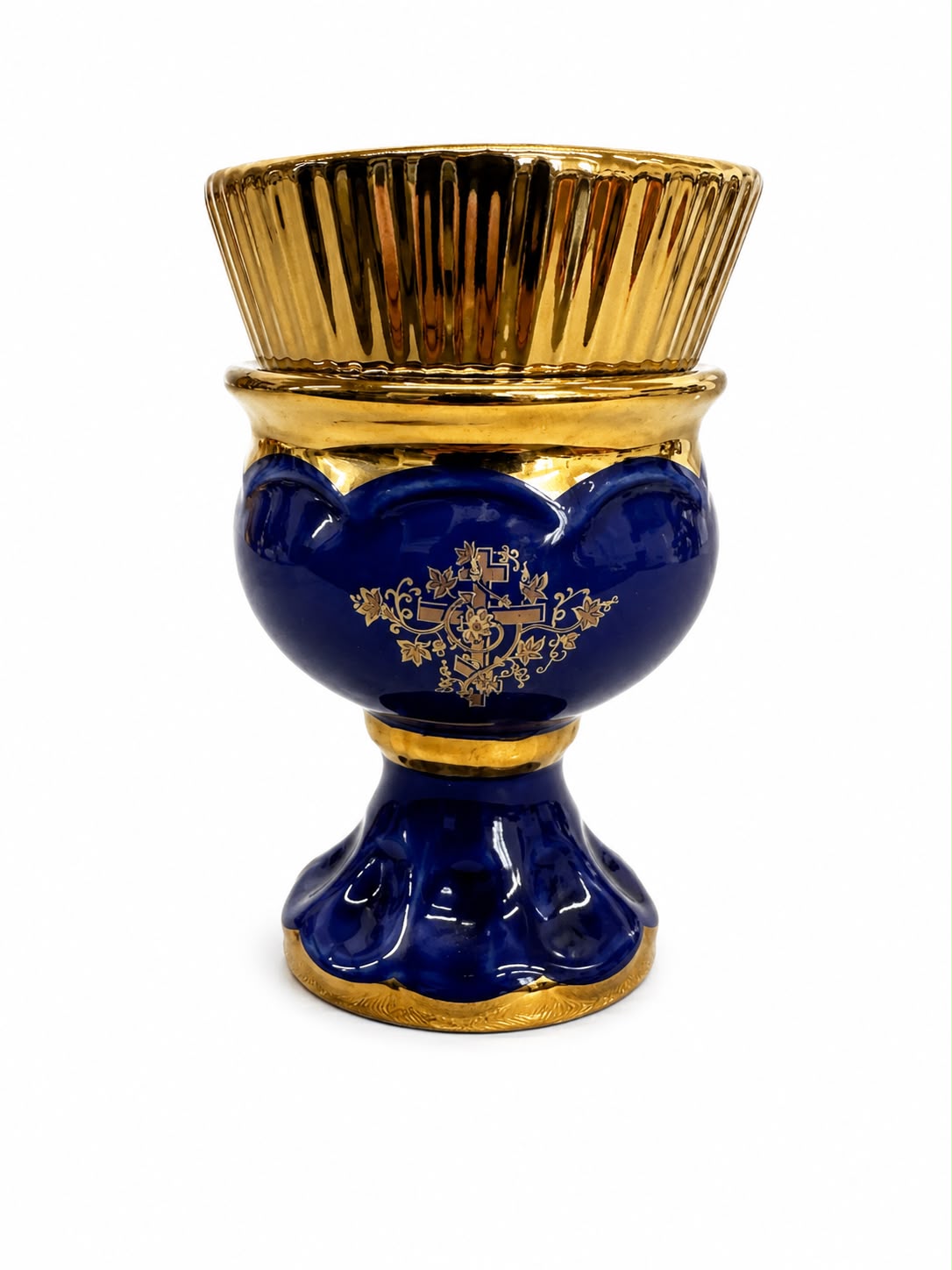 Blue Ceramic Vigil Candle Holder