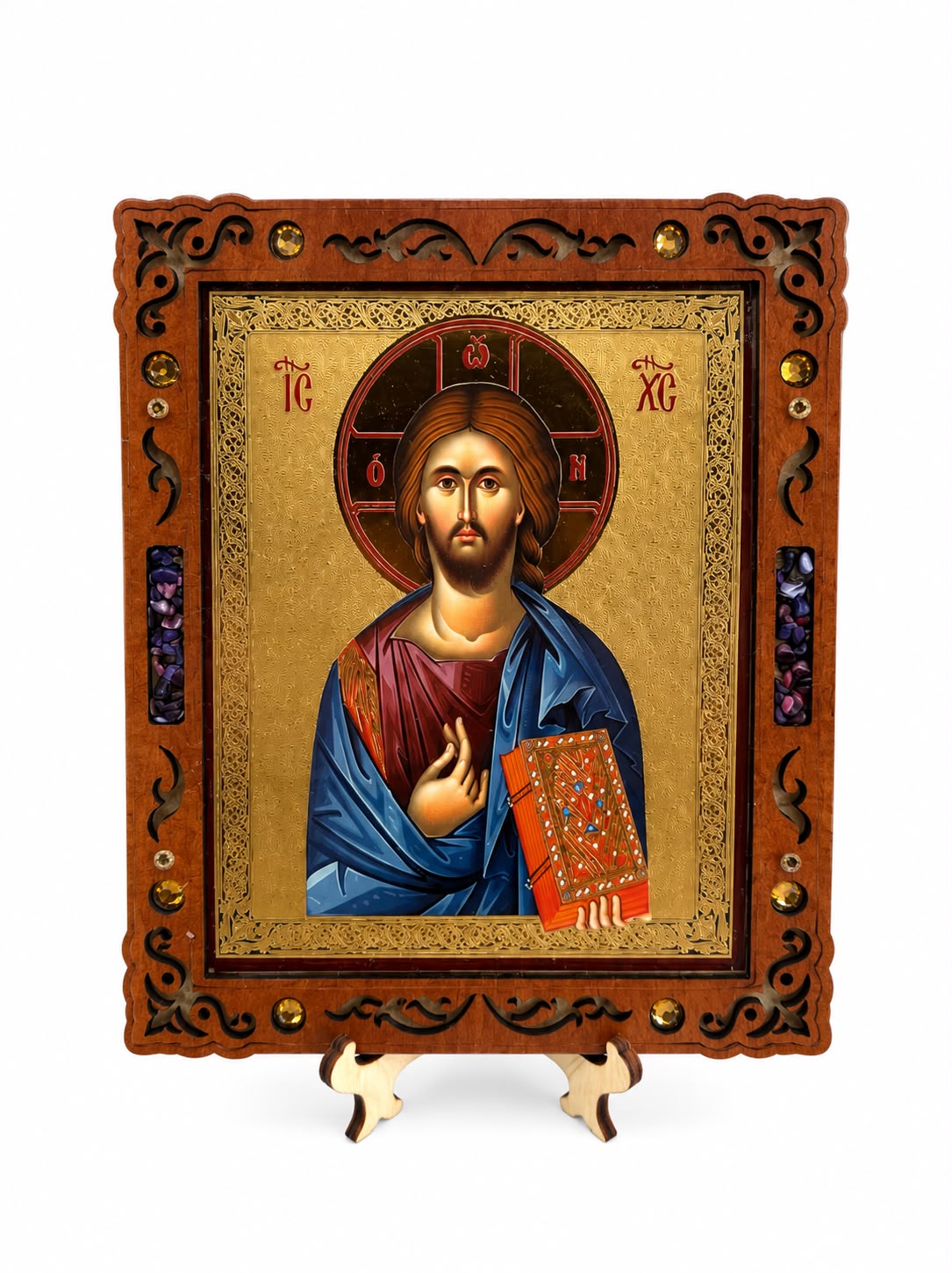 Jesus Christ Pantocrator – Pyrography Icon 16 x 14 cm