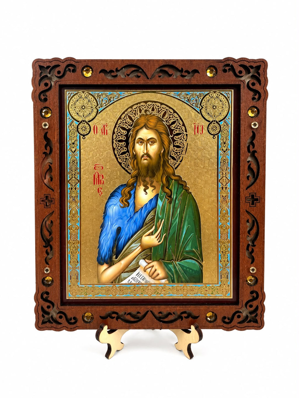 Saint John the Baptist – Pyrography Icon 16 x 14 cm