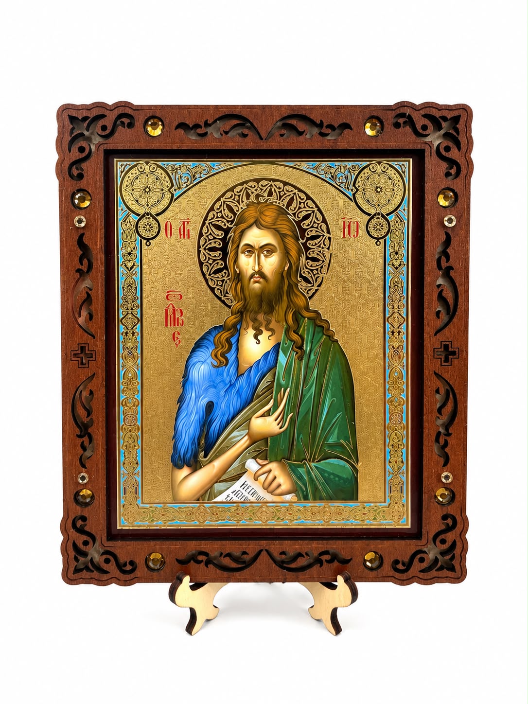 Saint John the Baptist – Pyrography Icon 16 x 14 cm