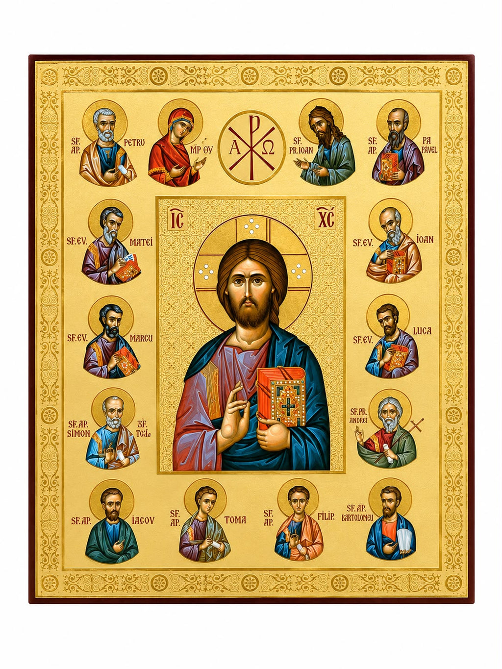 Jesus Christ Pantocrator and the Holy Apostles 22 x 18 cm