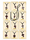 Beaded Necklaces with Wooden and Metal Cross Pendant - set of 12