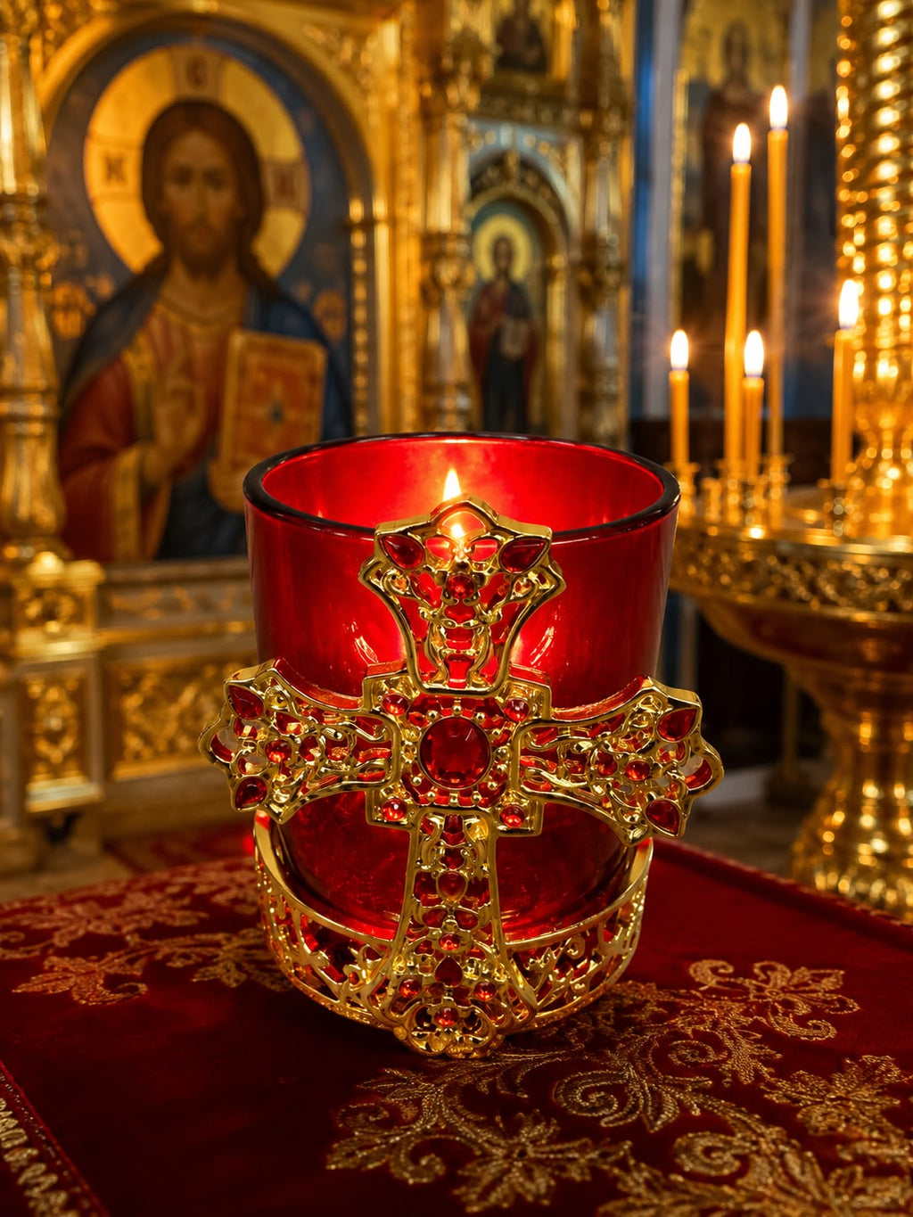 Glass Candle with Zinc Holder
